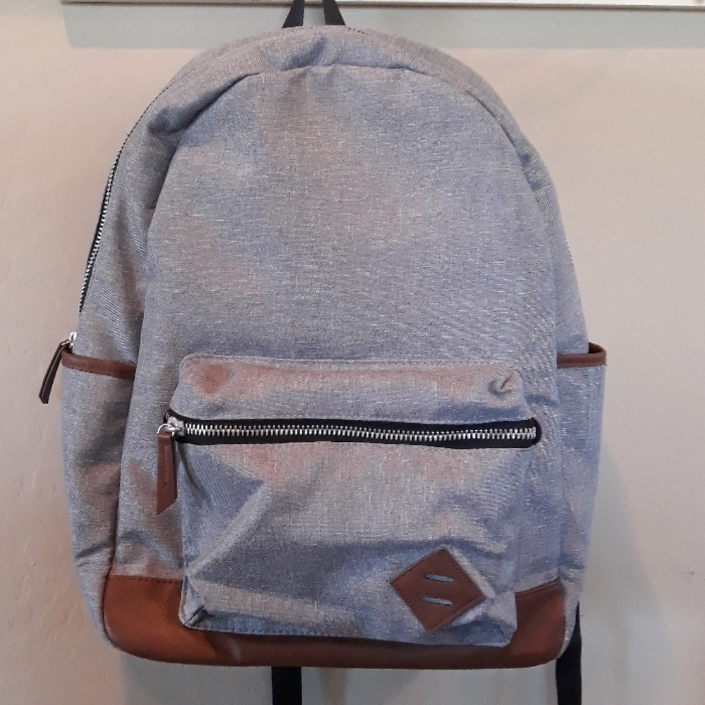 Grey and Leather Backpack